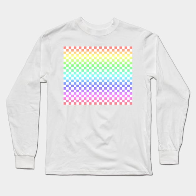 White checkered Rainbow Ombre Long Sleeve T-Shirt by saradaboru